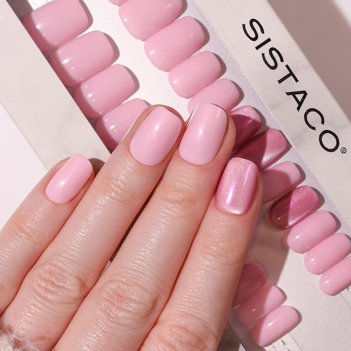 Pink Glow - Squoval Sustainable Nails